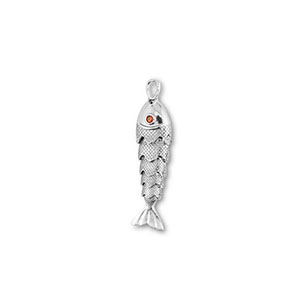 Brass TQ metal charms fish Silver-Orange