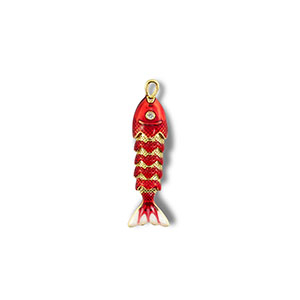 Eco-brass&reg; metal charms fish Gold-Red-White