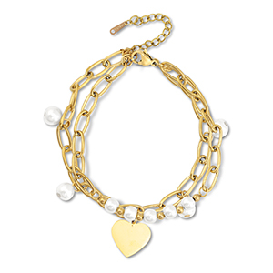 Stainless steel bracelets heart Gold