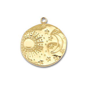 Stainless steel charms sun & moon Gold