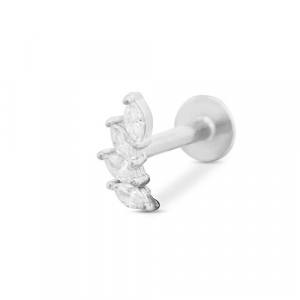 Stainless steel ear piercing leaf Silver