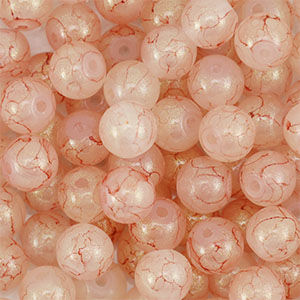 4 mm glass beads with glitters Dusty Pink-Gold