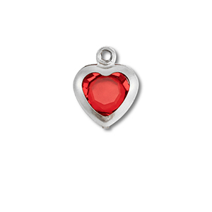 Stainless steel charms heart Silver-Red