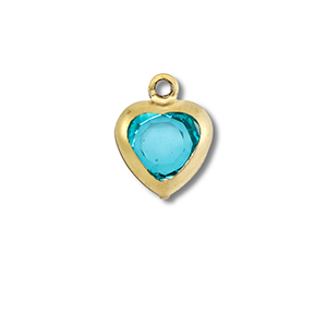 Stainless steel charms heart Gold-Aquamarine Blue