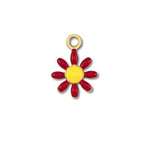 Stainless steel charms flower Gold-Dark Red-Yellow