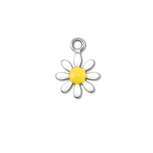 Stainless steel charms flower Silver-White-Yellow