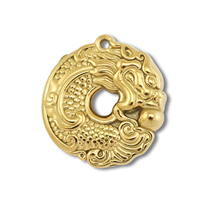 Stainless steel charms donut with dragon Gold