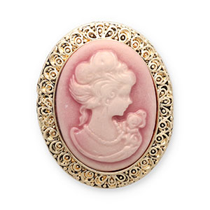 Brooches Cameo oval Gold-Vintage Pink