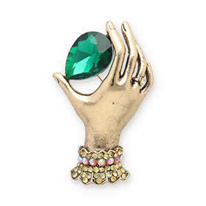 Brooches hand Gold-Green-Multicolor