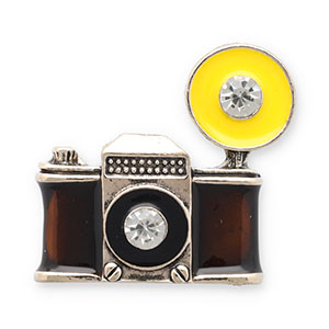 Brooches photocamera Light Champagne-Brown-Yellow-Transparent