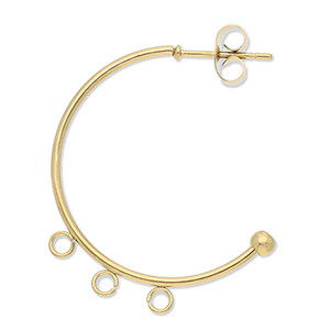 Stainless steel findings earrings creole with 3 loops Gold