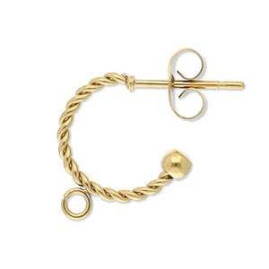 Stainless steel findings earrings creole twisted with loop Gold