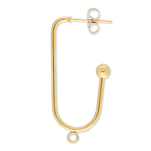 Stainless steel findings earrings / earpin oblong oval with loop Gold