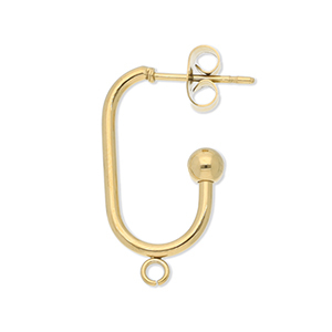Stainless steel findings earrings / earpin oblong oval with loop Gold