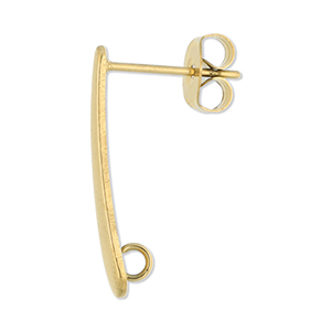 Stainless steel findings earrings / earpin oblong with loop Gold