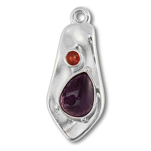 DQ European metal charms irregular Antique Silver (Nickelfree)-Purple-Red