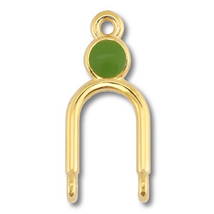 DQ European metal charms connector Gold (Nickelfree)-Olive Green