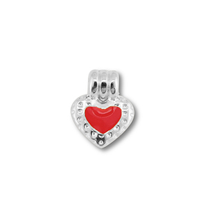 DQ European metal charms heart Antique Silver (Nickelfree)-Red