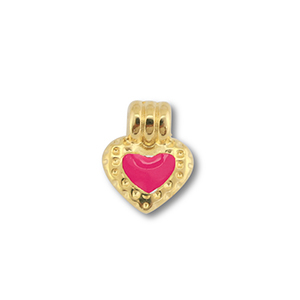 DQ European metal charms heart Gold (Nickelfree)-Magenta