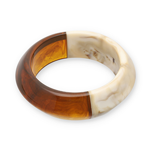 Bracelets bangle resin Transparent Amber Brown-Off White-Beige