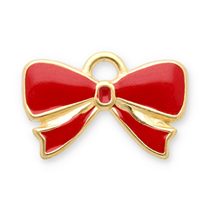 Stainless steel charms bow Gold-Red