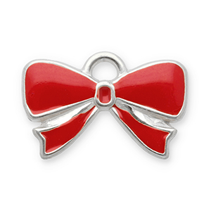 Stainless steel charms bow Silver-Red
