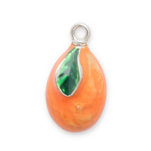 Stainless steel charms kumquat Silver-Orange-Green