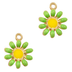 Metal charms flower Gold-Ochre Yellow-Green