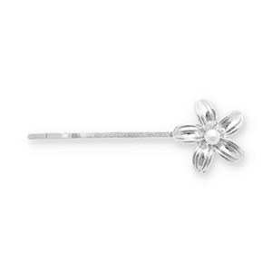 Hair accessories bobby pin flower with imitation pearl Silver-White