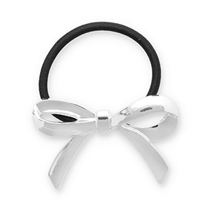 Hair accessories hair tie with metal bow Silver-Black