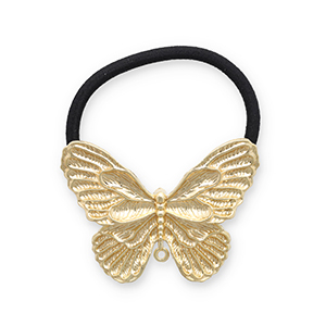 Hair accessories hair tie with metal butterfly Gold-Black
