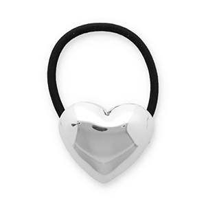 Hair accessories hair tie with metal heart Silver-Black