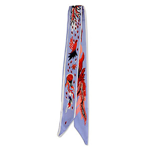 Bandana scarf with phoenix Sky Blue-red-Off White