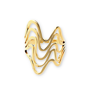 Stainless steel rings waves Gold