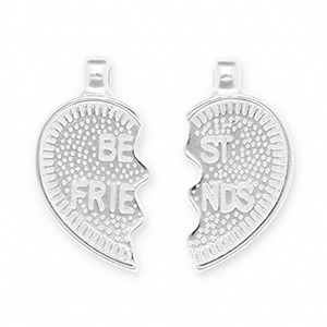 DQ European metal charms "best friends" Antique Silver (Nickelfree)