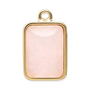 Stainless steel charms natural stone rectangle Gold-Pink