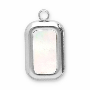 Stainless steel charms shell rectangle Silver-White
