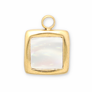 Stainless steel charms shell square Gold-White