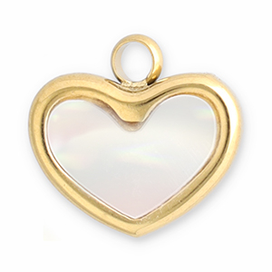 Stainless steel charms shell heart Gold-White