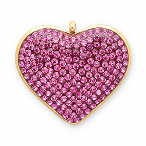 Stainless steel charms heart Gold-Dark Pink