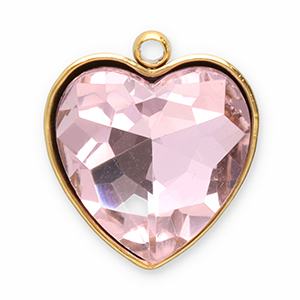Stainless steel charms facet heart Gold-Pink