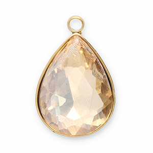 Stainless steel charms facet drop Gold-Champagne