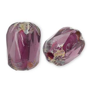 Czech Beads FPB oval 6x4mm Amethyst-Dark Travertin