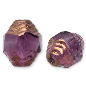 Czech Beads FPB oval 7x6mm Amethyst-Bronze