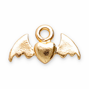 Metal charms heart with wings Gold