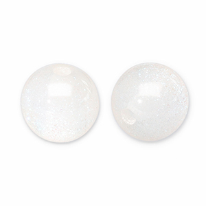 12 mm acrylic beads with glitter White-Turquoise