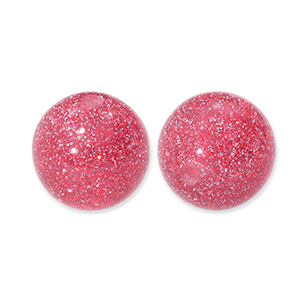 8 mm acrylic beads with glitter Cherry Pink-Silver