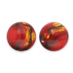 Resin beads with glitter 12mm Red-Gold