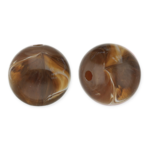 12 mm acrylic beads round Dark Brown-White