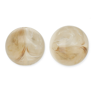 12 mm acrylic beads round Beige Brown-White